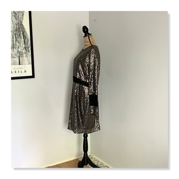 ASOS CURVE All Over Sequin With Mesh Inserts Mini Dress Sz 18 NWT - Picture 6 of 16